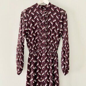 Michael Kors Maroon Chevron Midi Dress